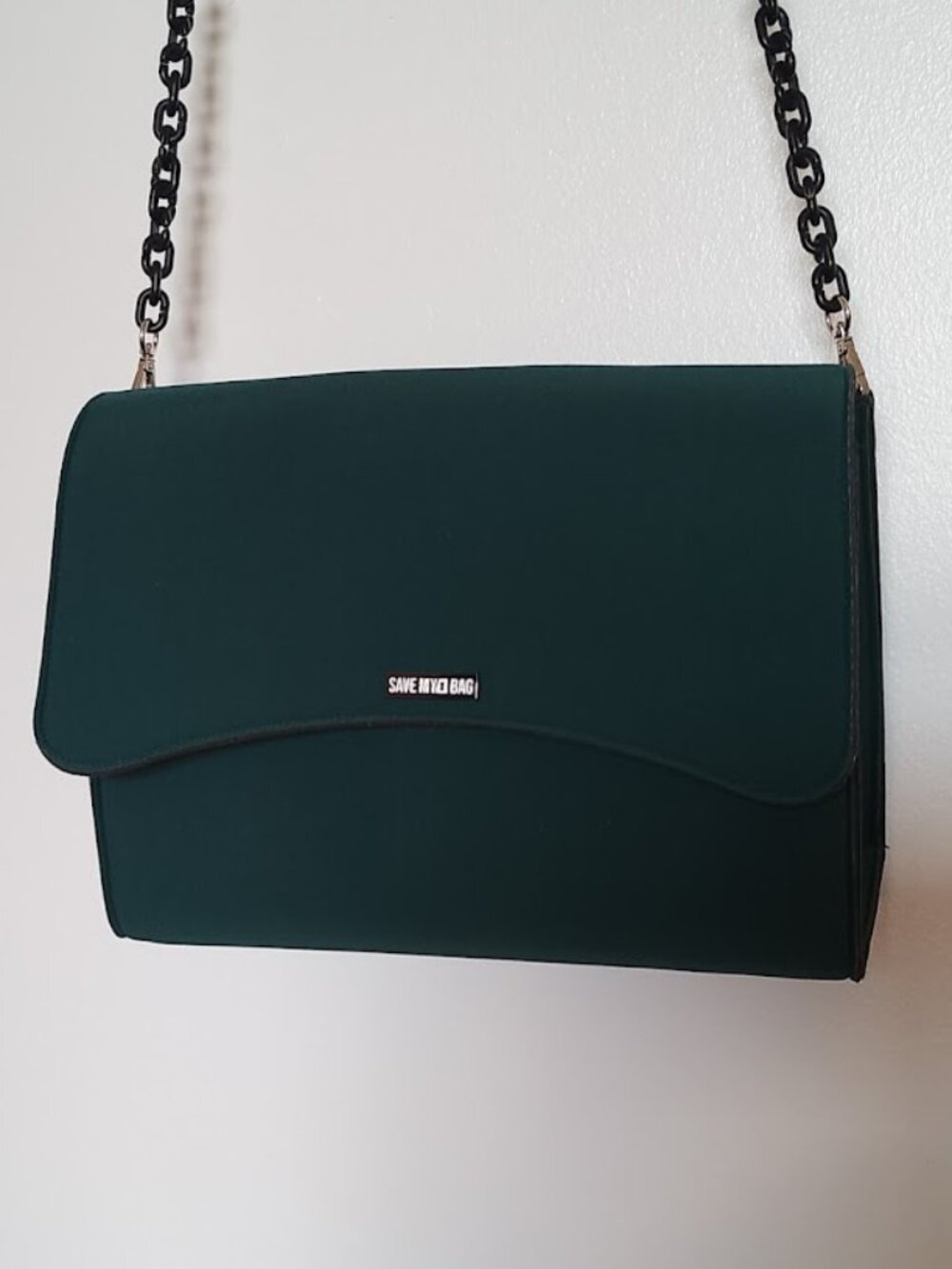 SAVE MY BAG Bella Maxi Crossbody Purse w/Detachable Chain; Dark Green